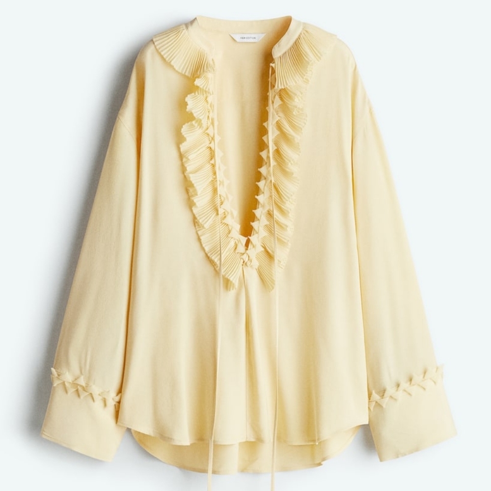 H&M S/S 2025 The STUDIO Ruffled Tunic Pale Yellow ONLY NO LOW BALLING!! - Picture 11 of 16